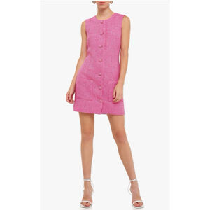 Endless Rose Pink Tweed Sleeveless Mini Dress M